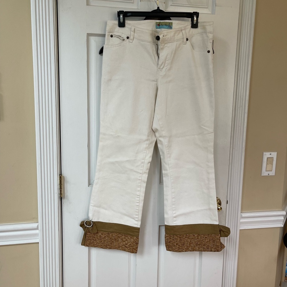 White Jeans with Tan Accents